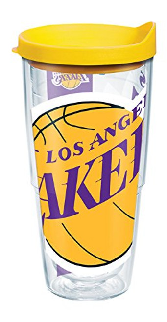 Tervis 1084515 NBA Los Angeles Lakers Colossal Tumbler with Wrap and Yellow Lid 24oz, Clear Tervis 1084515 NBA Los Angeles Lakers Colossal Tumbler with Wrap and Yellow Lid 24oz, Clear