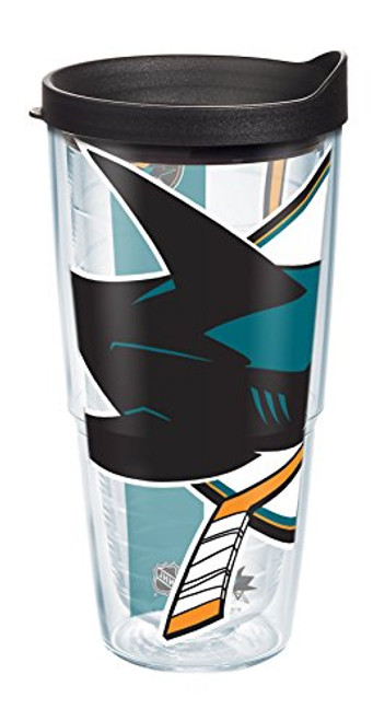 Tervis 1105457 NHL San Jose Sharks Colossal Tumbler with Wrap and Black Lid 24oz, Clear Tervis 1105457 NHL San Jose Sharks Colossal Tumbler with Wrap and Black Lid 24oz, Clear