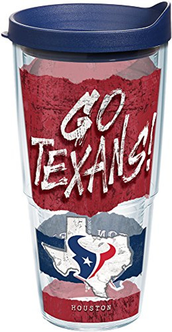 Tervis 1227682 NFL Houston Texans NFL Statement Tumbler with Wrap and Navy Lid 24oz, Clear Tervis 1227682 NFL Houston Texans NFL Statement Tumbler with Wrap and Navy Lid 24oz, Clear