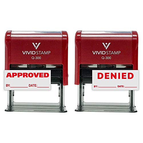 Approved Denied by Date Self Inking Rubber Stamp _ 2 Pack _Red Ink_ Large