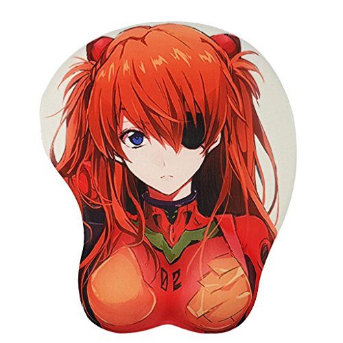 Ace Mall Eva Soryu Asuka Langley 3D Mouse Pads with Silicone Gel Wrist Rest Anime Gaming Mousepads Lycra Skin _MP0097B_