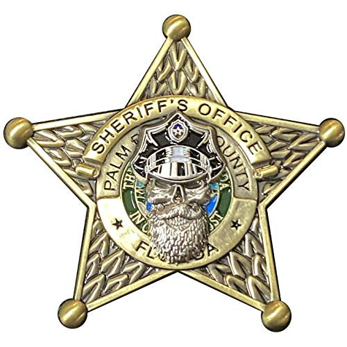 K_015 Palm Beach County Florida Deputy Sheriff Thin Blue Line Beard Gang Skull Challenge Coin