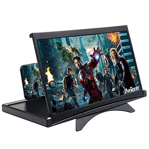 12 inch  Curved Cell Phone Screen Magnifier _3D HD Magnifing Projector Screen Amplifier for Movies_ Videos_ and Gaming  Foldable Phone Stand Holder with Screen EnlargerCompatible with All Smartphones