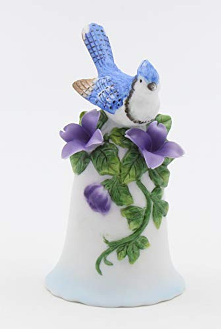 Cosmos Gifts Fine Elegant Porcelain Blue Jay with Violet Flowers Mini Bell Figurine_ 4 inch  H Cosmos Gifts Fine Elegant Porcelain Blue Jay with Violet Flowers Mini Bell Figurine_ 4 inch  H