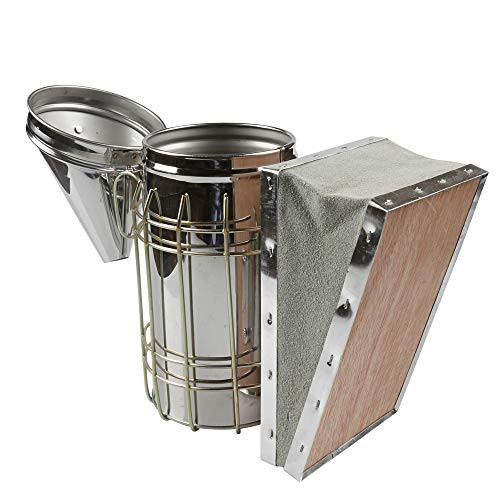 HNDTM Beekeeping Smoker Stainless Steel Bee Hive Smoker Galvanized Iron with Heat Shield Protection Beekeeping Equipment _L_ HNDTM Beekeeping Smoker Stainless Steel Bee Hive Smoker Galvanized Iron with Heat Shield Protection Beekeeping Equipment _L_