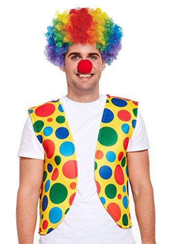 B and S Trendz Multi Colour Polka Dot Clown Waistcoat Circus Joker Fancy Dress