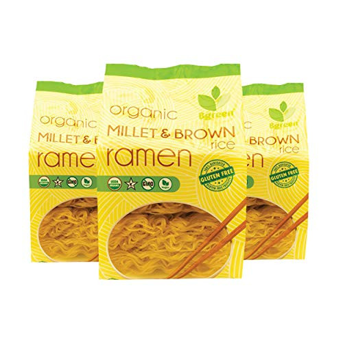 BGreen Organic Millet  and  Brown Rice Japanese Ramen Noodles 3 Pack Non_GMO Vegan Kosher and Gluten Free