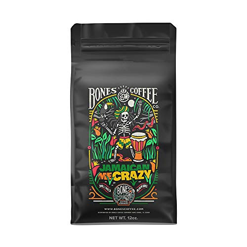 Bones Coffee Company Flavored Coffee Beans_ Jamaican Me Crazy Ground Coffee_ Low Acid Medium Roast Gourmet Coffee Beans in Vanilla_ Caramel_ and Coffee Liqueur Flavor _Ground_ Bones Coffee Company Flavored Coffee Beans_ Jamaican Me Crazy Ground Coffee_ Low Acid Medium Roast Gourmet Coffee Beans in Vanilla_ Caramel_ and Coffee Liqueur Flavor _Ground_