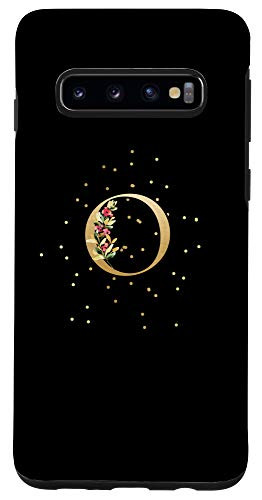 Galaxy S10 Modern Monogram Initial Letter O Floral Pattern Design Case