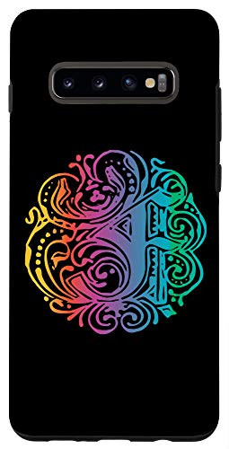 Galaxy S10 Plus  Capital Letter F Initial Fancy Vintage Retro Gradient Color Case