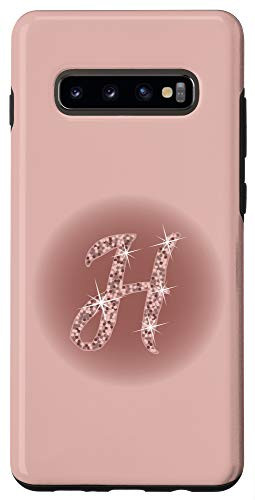 Galaxy S10 Plus  Initial H Script Letter_ Rose Pink and Mauve Case