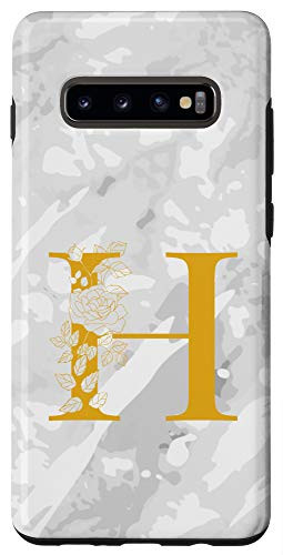 Galaxy S10 Plus  Monogram Letter Initial H White Case