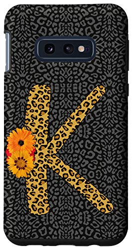 Galaxy S10e Cute Letter K Leopard Cheetah Animal With Sunflowers Pattern Case