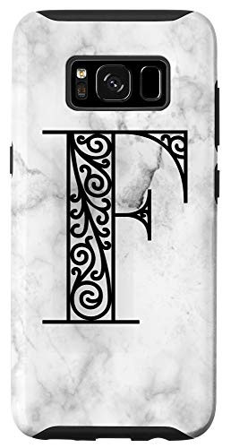 Galaxy S8 First Last Name Initial Letter F on White Black Design Case