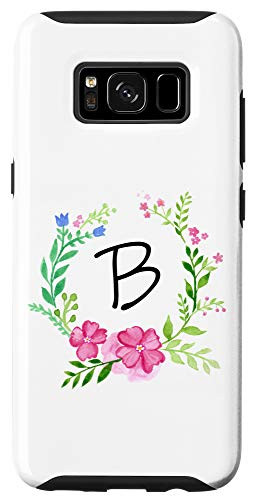 Galaxy S8 Flower Phone Case with Letter B_Initial Phone Cases_White Case