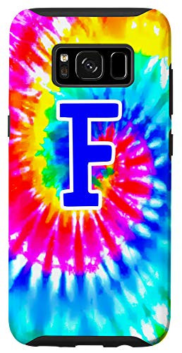 Galaxy S8 Tie Dye Letter F_Tie Dye Retro Colorful Monogram Initial F Case