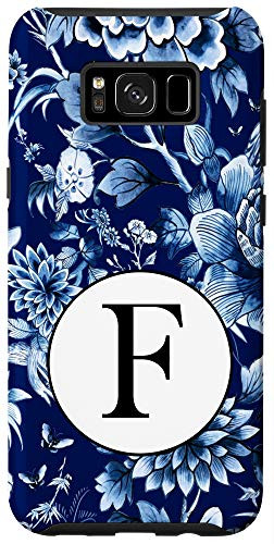 Galaxy S8 Plus  Indigo Blue Chinoiserie Pattern Monogram Initial Letter  inch F inch  Case