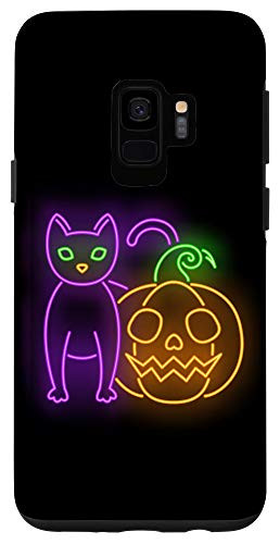 Galaxy S9 Halloween Spooky Black Cat  and  Jack O'Lantern Pumpkin Case