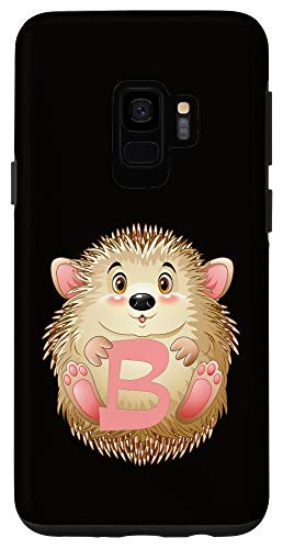 Galaxy S9 Initial B Hedgehog Letter Monogram_ Pink Case