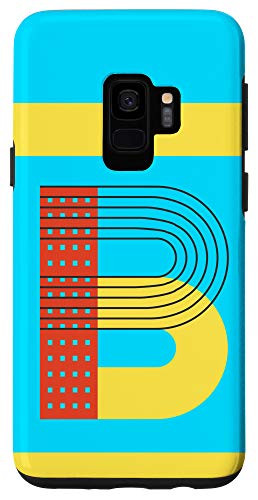 Galaxy S9 Initial Names Letter B Turquoise Yellow Design by Tighe Case