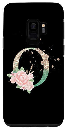 Galaxy S9 Modern Monogram Initial Letter O Peony Floral Pattern Design Case