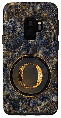 Galaxy S9 Monogram Initial Letter O Dark Blue Marbling Pattern Case