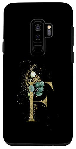 Galaxy S9 Plus  Modern Monogram Initial Letter F Floral Greenery Pattern Case