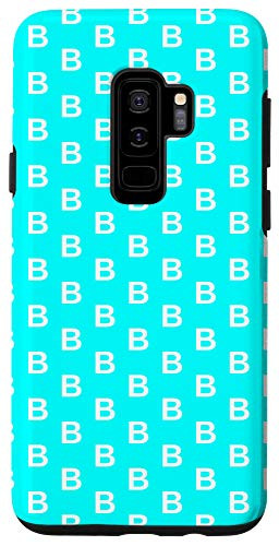 Galaxy S9 Plus  Monogram Letter B Pattern White On Aqua Cyan Case