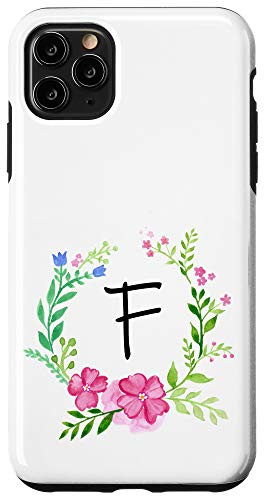 iPhone 11 Pro Max Flower Phone Case with Letter F_Initial Phone Cases_White Case
