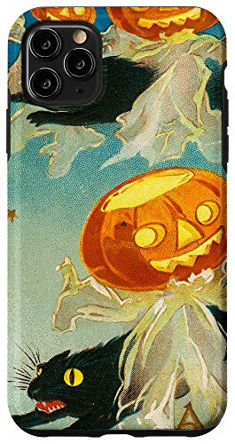 iPhone 11 Pro Max Halloween Cats and Jack o Lantern Ghosts Vintage Case