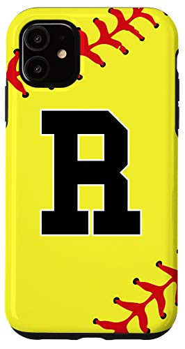 iPhone 11 Softball Letter R Initial Player Gift for Girls Case
