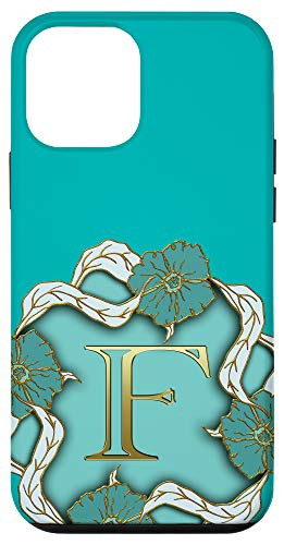 iPhone 12 mini Aesthetic Turquoise Blue Floral Flower Initial F Monogram Case