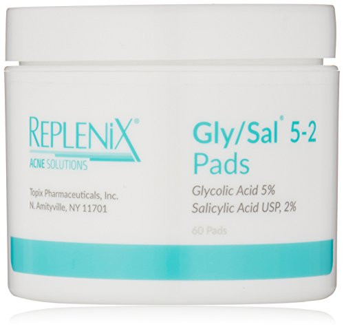 Replenix Acne Solutions Gly-Sal 5-2 Exfoliating Acne Pads  with Glycolic Acid and Salicylic Acid, 60 count