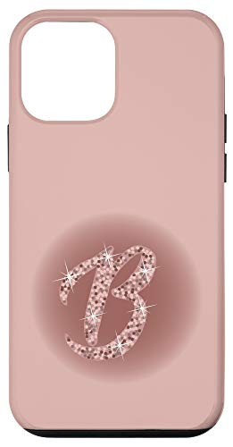 iPhone 12 mini Initial B Script Letter_ Rose Pink and Mauve Case