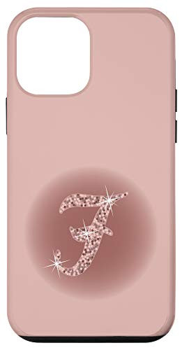iPhone 12 mini Initial F Script Letter_ Rose Pink and Mauve Case