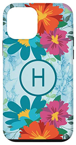 iPhone 12 mini Letter H Initial Monogram Flowers Floral Marble_Print Gift Case