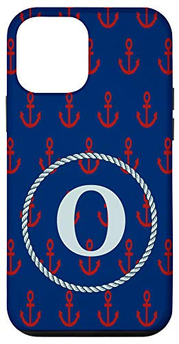 iPhone 12 mini Name Initial Letter O Monogram Red Anchor Graphic Pattern Case