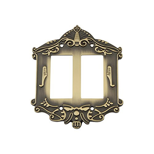 Nostalgic Warehouse 719726 Victorian Switch Plate with Double Rocker, Antique Brass
