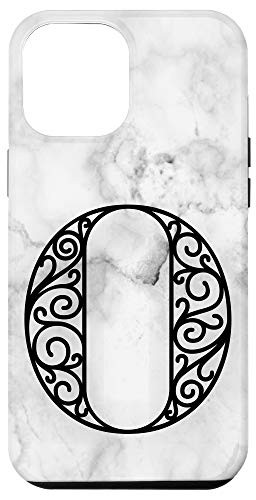 iPhone 12 Pro Max First Last Name Initial Letter O on White Black Design Case