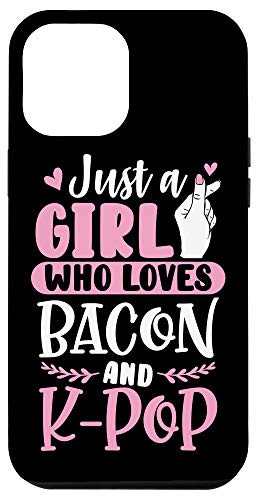 iPhone 12 Pro Max Funny Food Lover Gift Just a Girl Who Loves Bacon and K_Pop Case