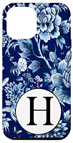 iPhone 12 Pro Max Indigo Blue Chinoiserie Pattern Monogram Initial Letter  inch H inch  Case