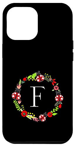 iPhone 12 Pro Max Ladybug Wreath Monogram Letter F Case