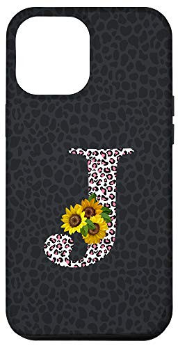 iPhone 12 Pro Max Leopard Cheetah Animal Print Sunflower Letter J Monogram Case