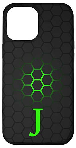 iPhone 12 Pro Max Lime Green and Black Phone Cases with Letter J_Cool Green Case