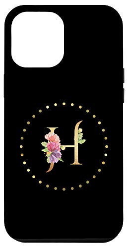 iPhone 12 Pro Max Modern Monogram Initial Letter H Floral Flower Pattern Case