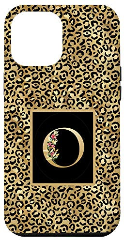 iPhone 12 Pro Max Modern Monogram Initial Letter O Leopard Animal Pattern Case