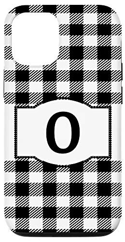 iPhone 12 12 Pro Black and White Buffalo Plaid Monogram Letter O Initial Gift Case