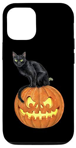 iPhone 12 12 Pro Black Cat Jack_O'_Lantern Pumpkin Design Spooky Halloween Case