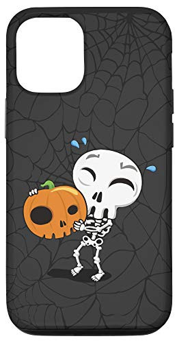 iPhone 12 12 Pro Cute Halloween Skeleton Cry Holding Pumpkin Jack_O_Lantern Case