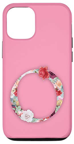 iPhone 12 12 Pro Floral Monogram Initial Capital Letter O on Pink Background Case